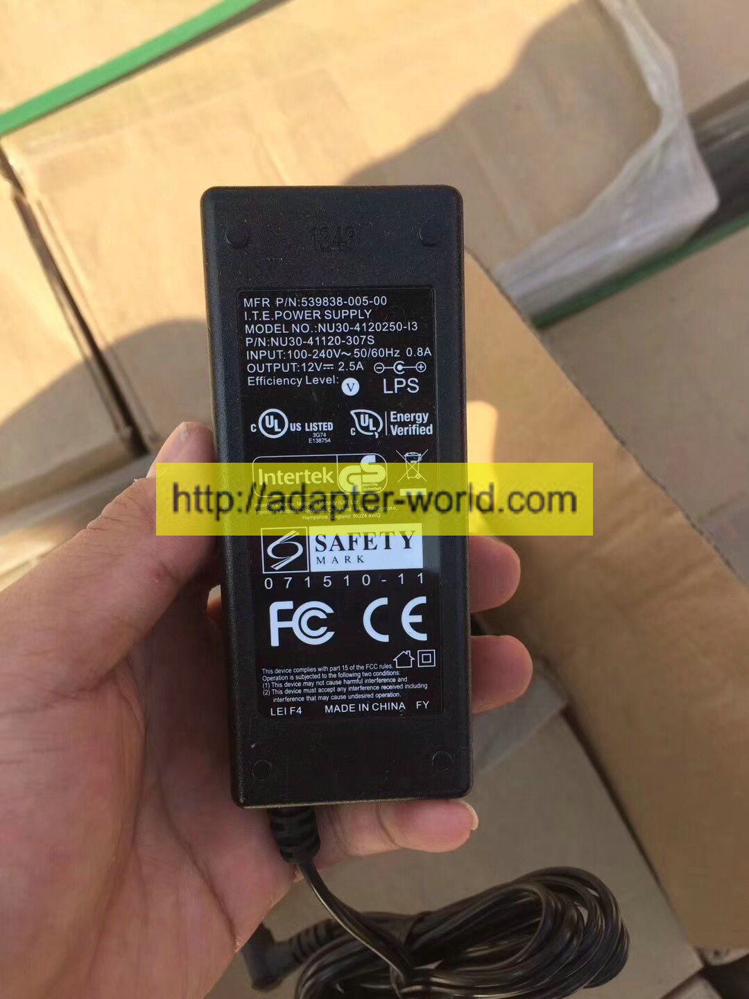 *100% Brand NEW* I.T.E 12V--2.5A NU30-4120250-I3 539838-005-00 SAFETY Switching AC Power Adapter Free shipping - Click Image to Close